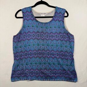 Nancy Bolen City Girl Silk Blend Top Womens Large Beaded Sleeveless Knit